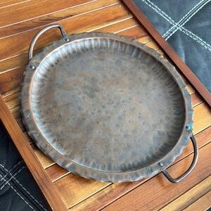 Vintage 1930 Erhard Glander Hand Wrought Iron Copper Tray. Double handled
